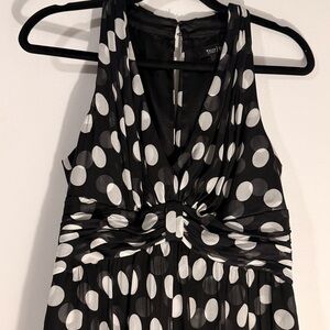 White House Black Market WHBM Black and White Polka Dot Midi Dress - Size 6